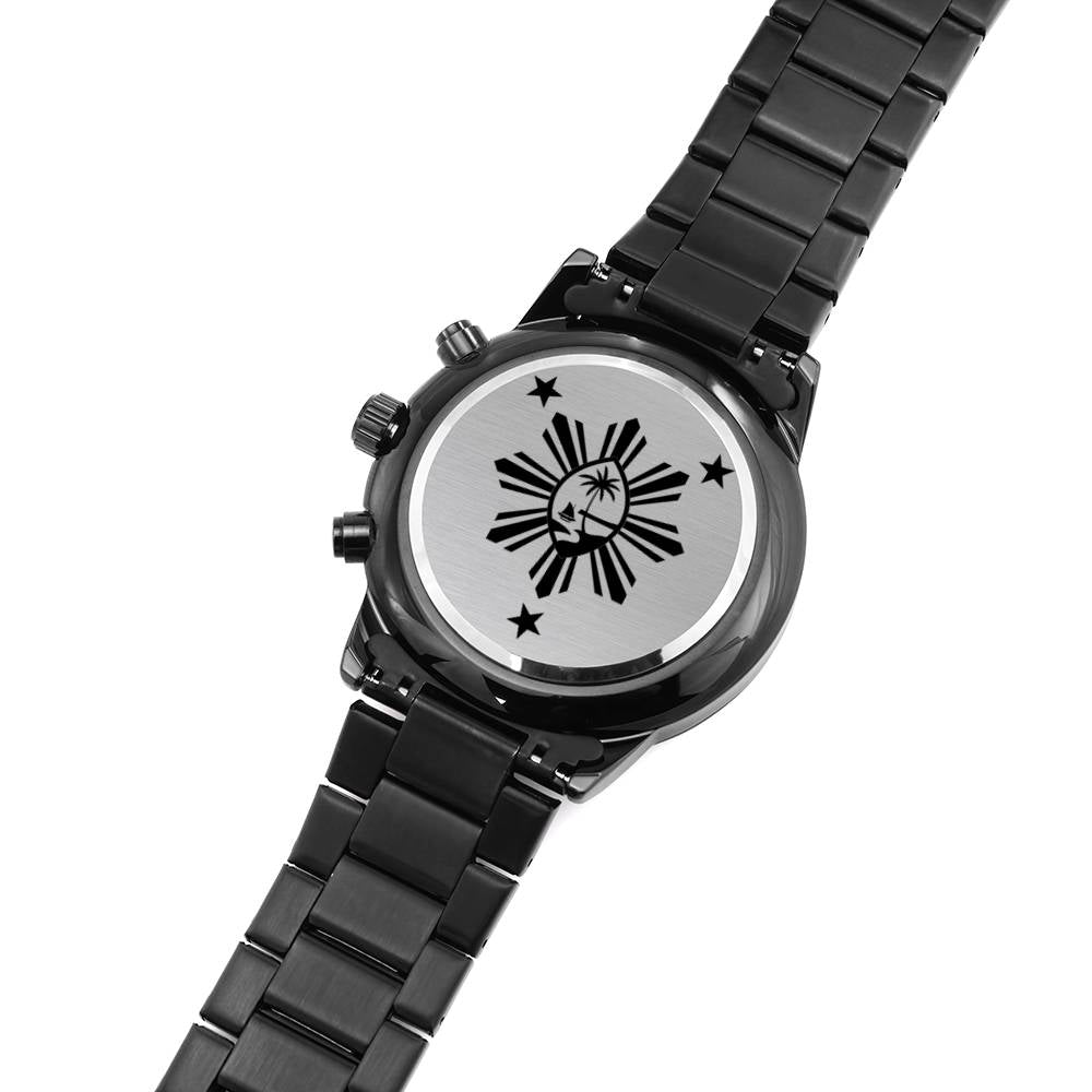 Guam Seal Philippines Black Chronograph Watch