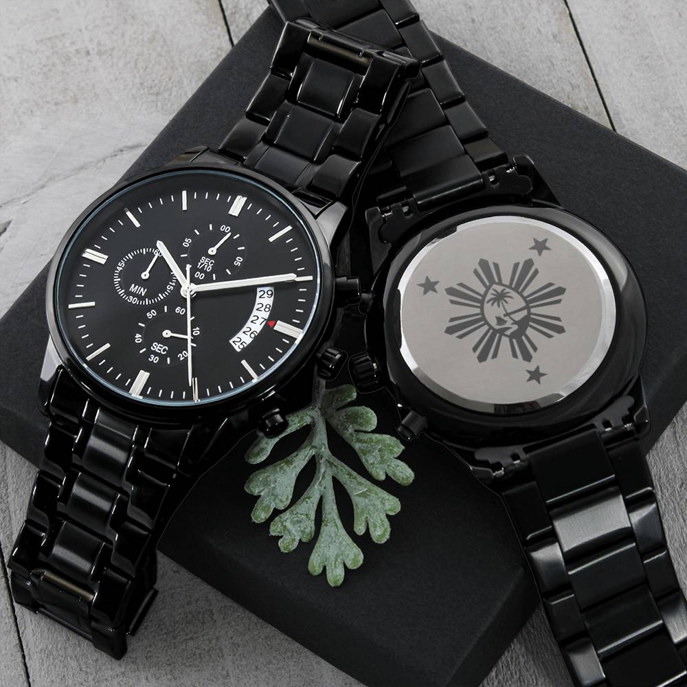 Guam Seal Philippines Black Chronograph Watch