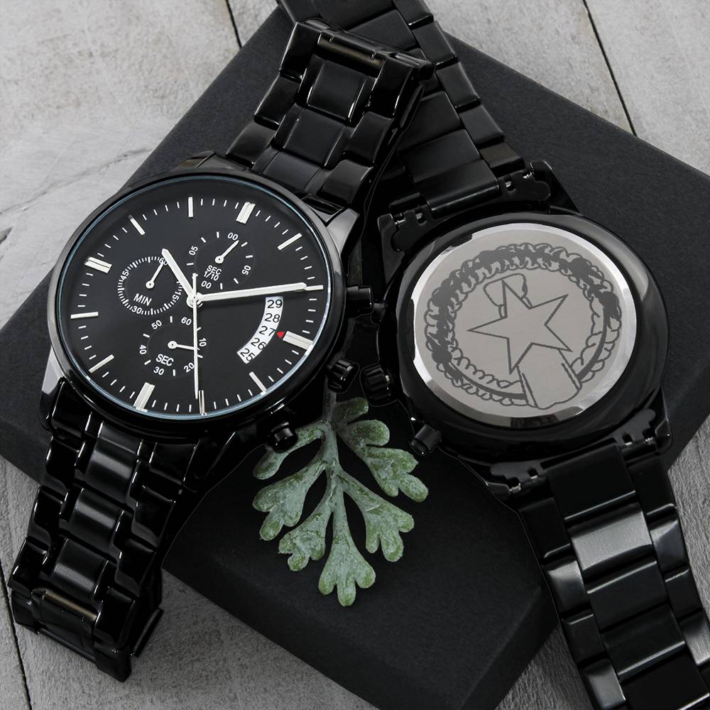 CNMI Seal Hook Black Chronograph Watch