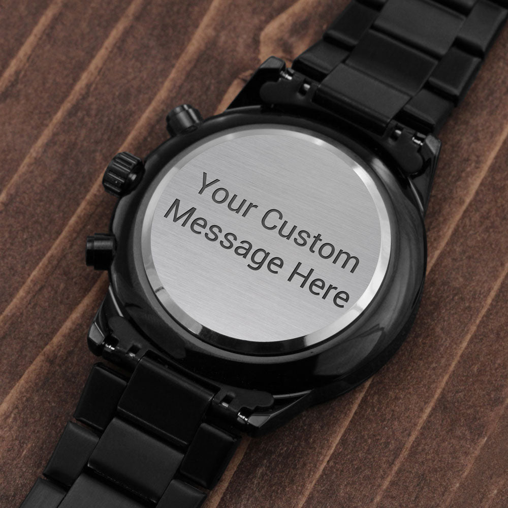 Personalized Men's Black Chronograph Watch
