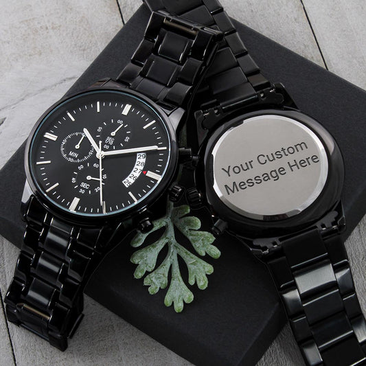 Personalized Men's Black Chronograph Watch