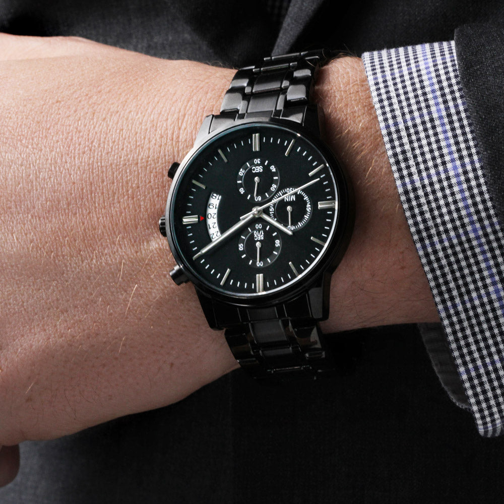 Personalized Men's Black Chronograph Watch