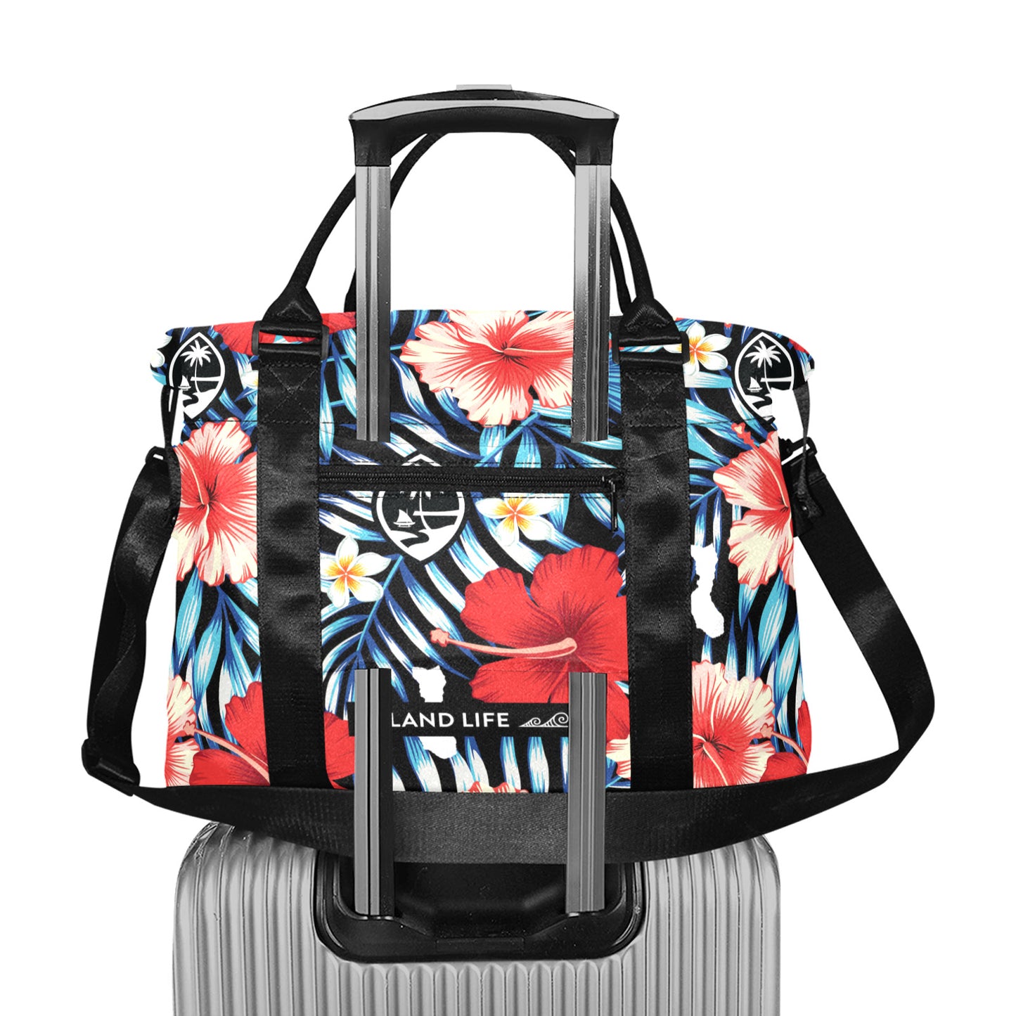 Guam Tropical Floral Large Travel Duffel Bag
