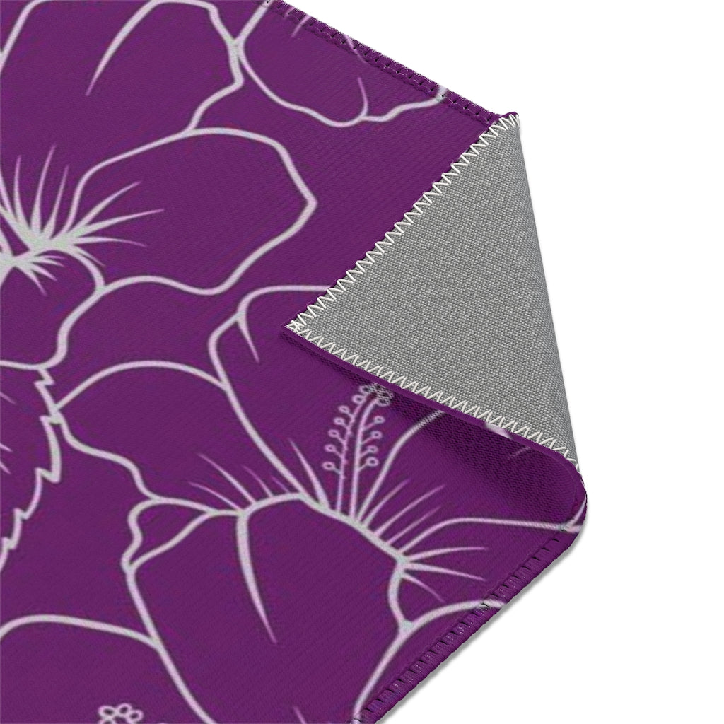 Guam CNMI Modern Hibiscus Purple Area Rug
