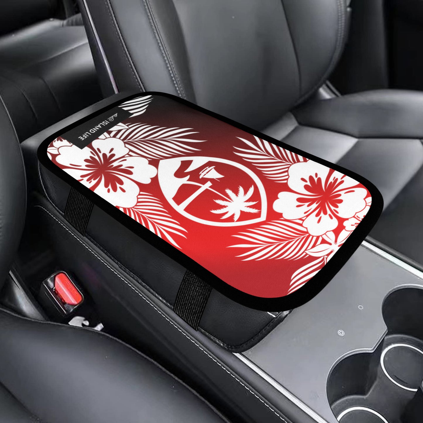Guam Tropical Hibiscus Red Car Armrest Cover