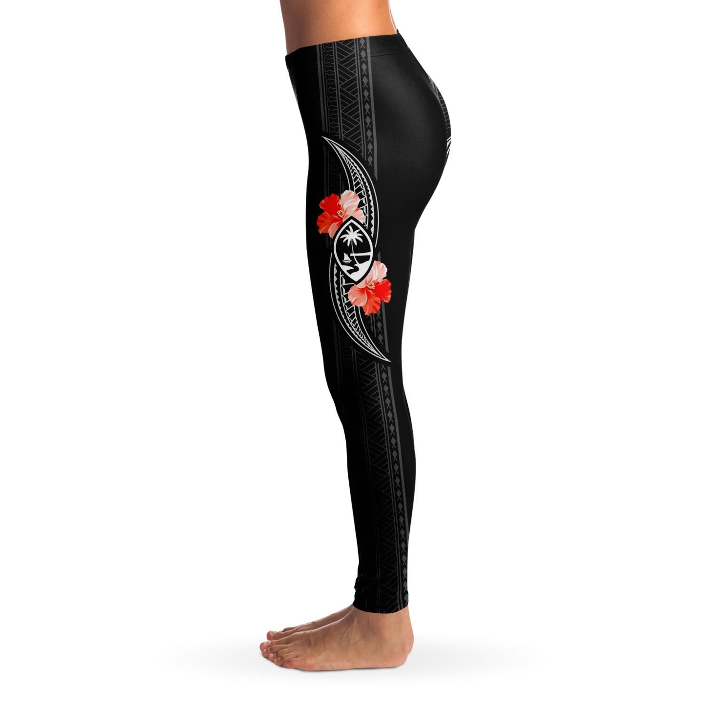 Guam Tribal Red Hibiscus Premium Leggings