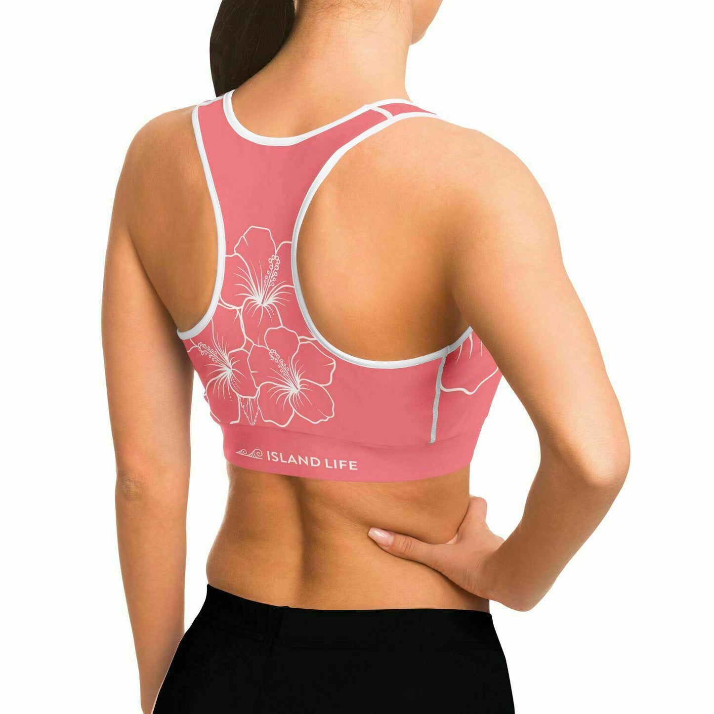 Guam Coral Modern Hibiscus Sports Bra