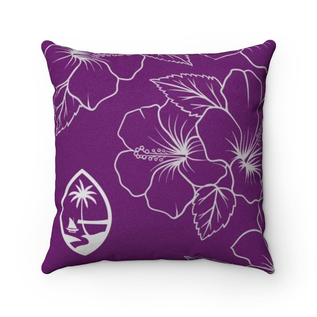 Guam Modern Hibiscus Purple Faux Suede Square Pillow Case