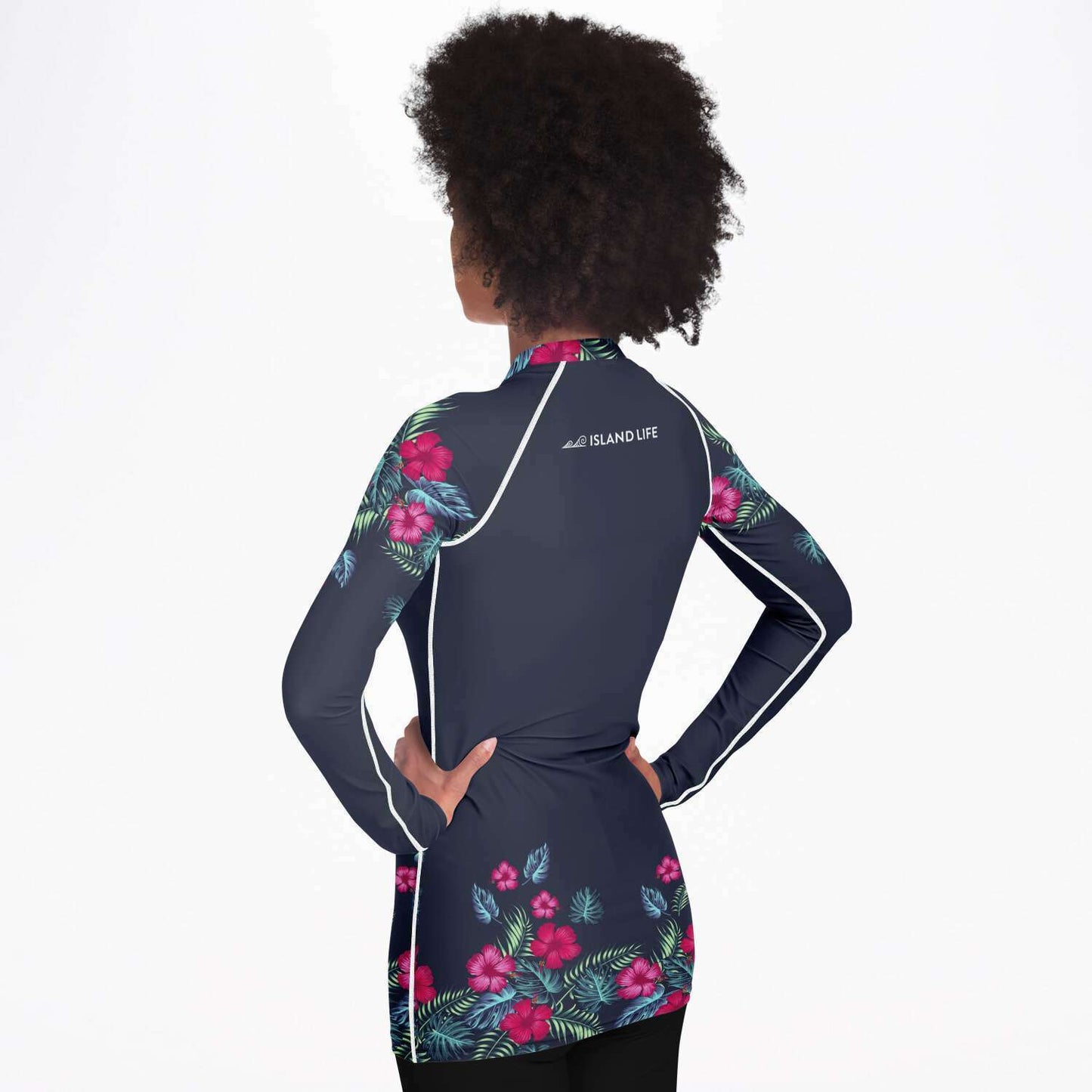 Guam Hibiscus Floral Women's Rashguard