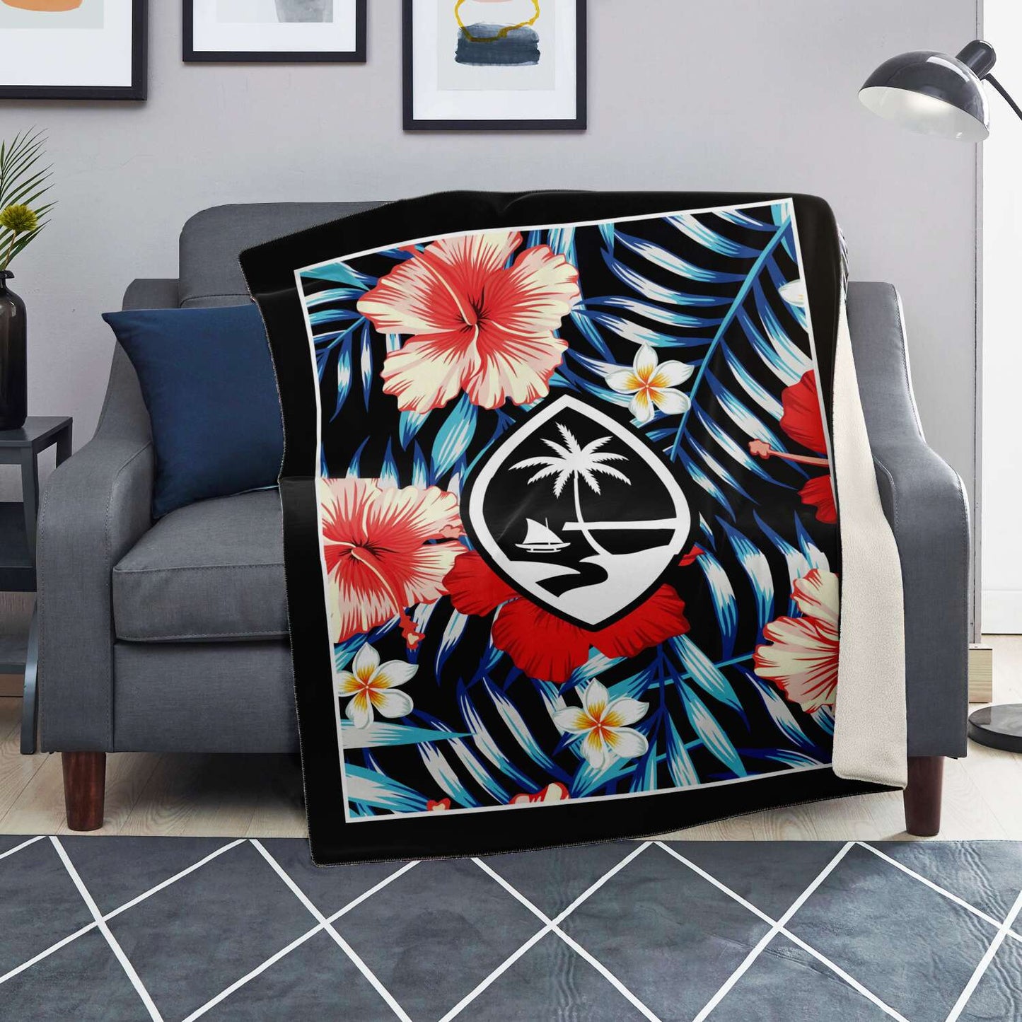 Guam Tropical Floral Microfleece Blanket