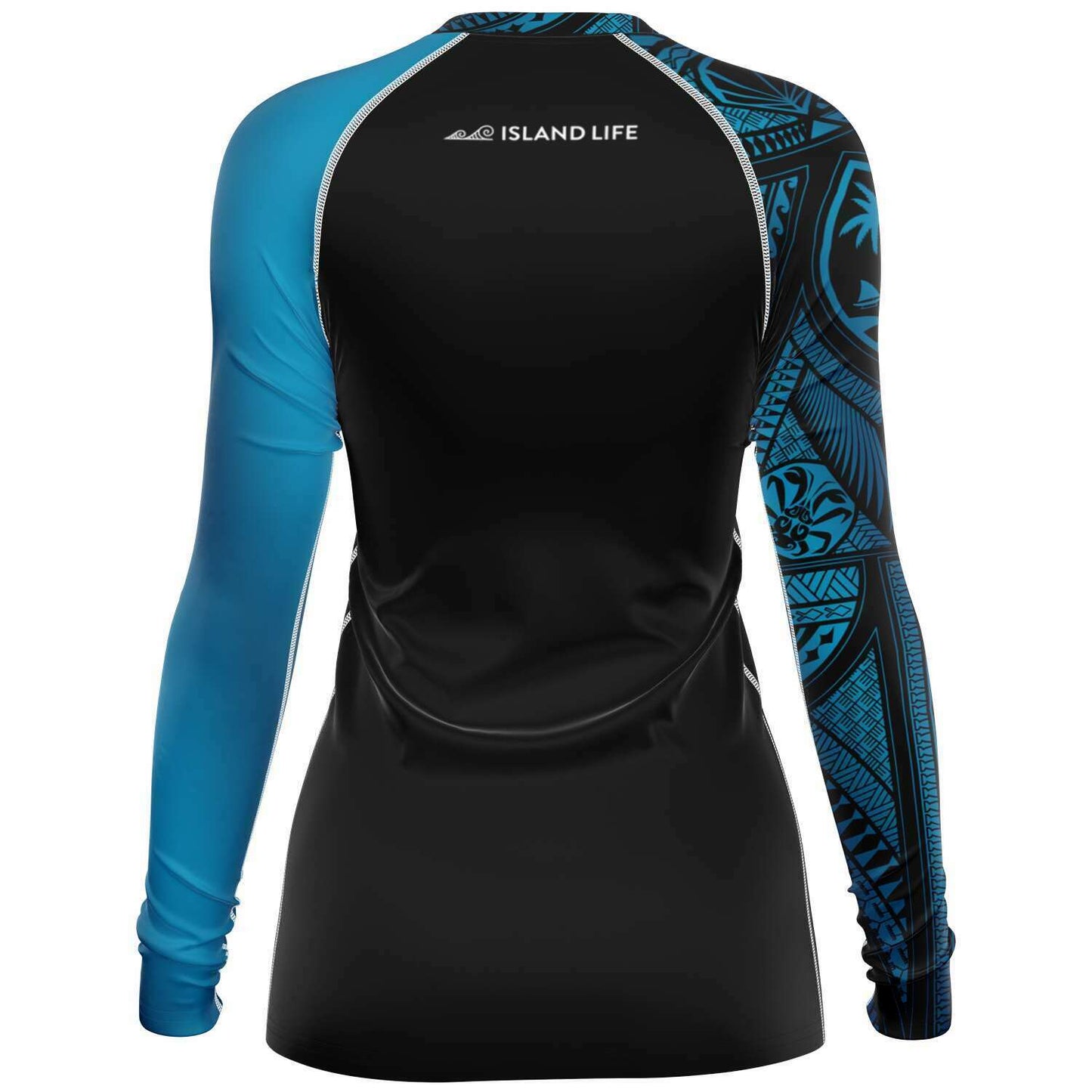 Guahan Tribal Women's Aqua Blue Rashguard