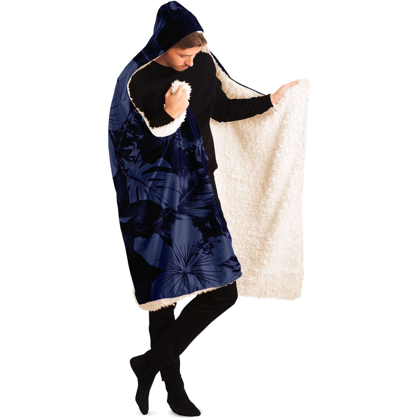 Latte Stone Guam Tribal Blue Premium Sherpa Hooded Blanket