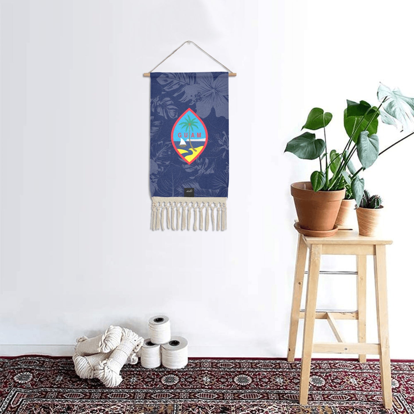 Guam Flag Floral Linen Hanging Poster