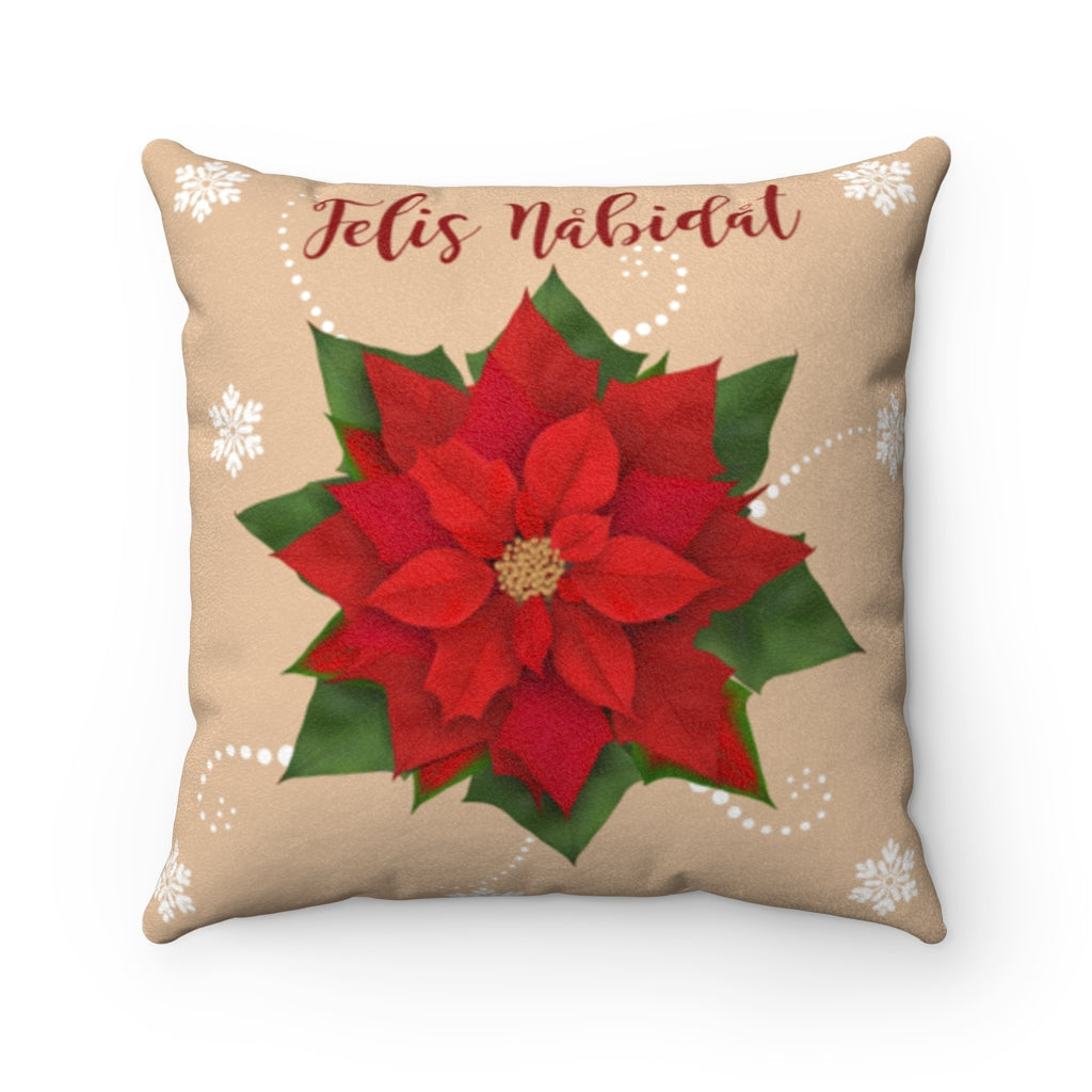 Felis Nabidat Poinsettia Tan Guam CNMI Faux Suede Square Pillow Case