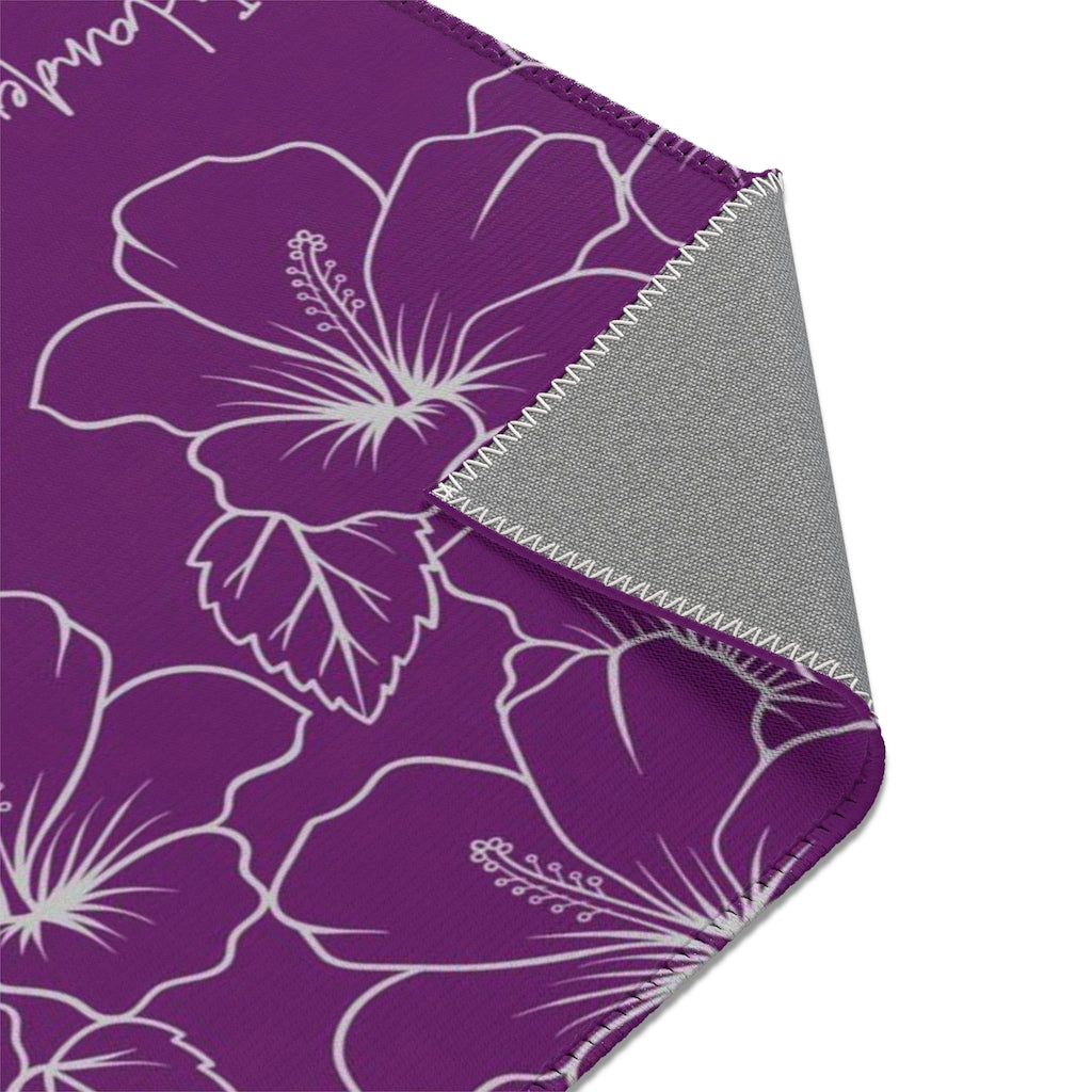 Guam CNMI Modern Hibiscus Purple Area Rug