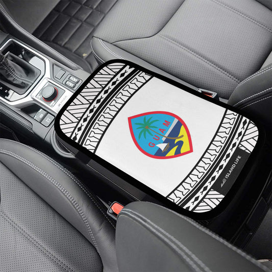 Guam Tribal White Car Armrest Cover