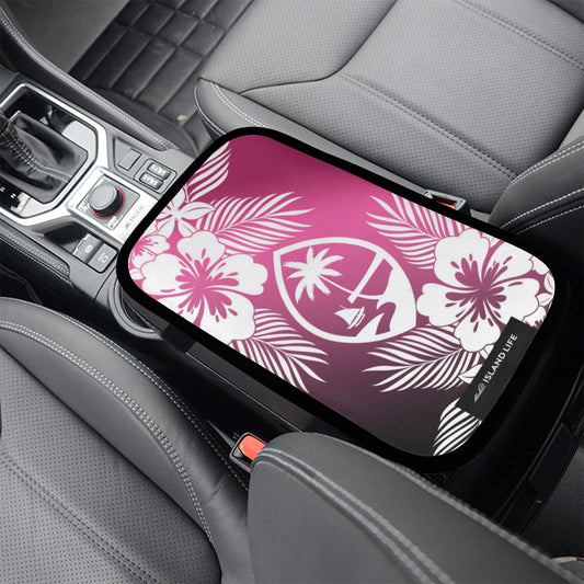 Guam Tropical Hibiscus Pink Car Armrest Cover