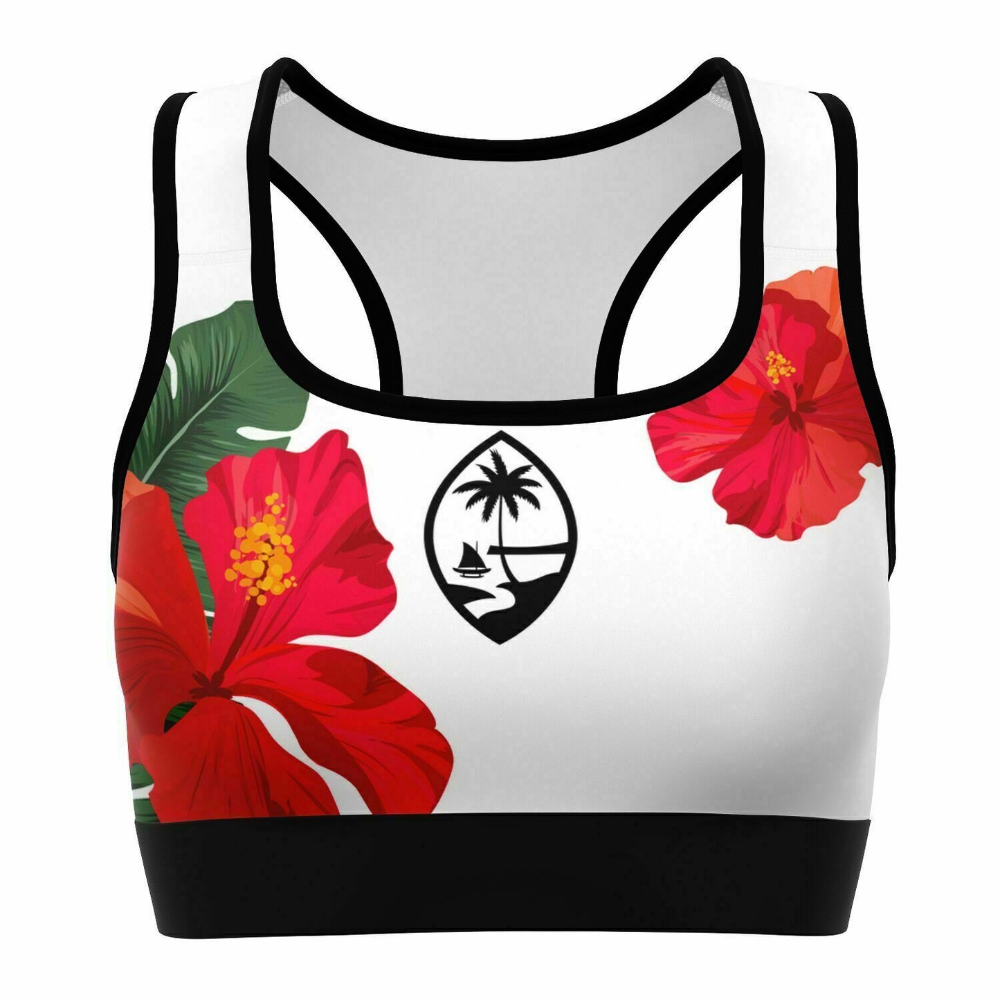 Guam Red Hibiscus Paradise Sports Bra