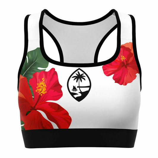 Guam Red Hibiscus Paradise Sports Bra