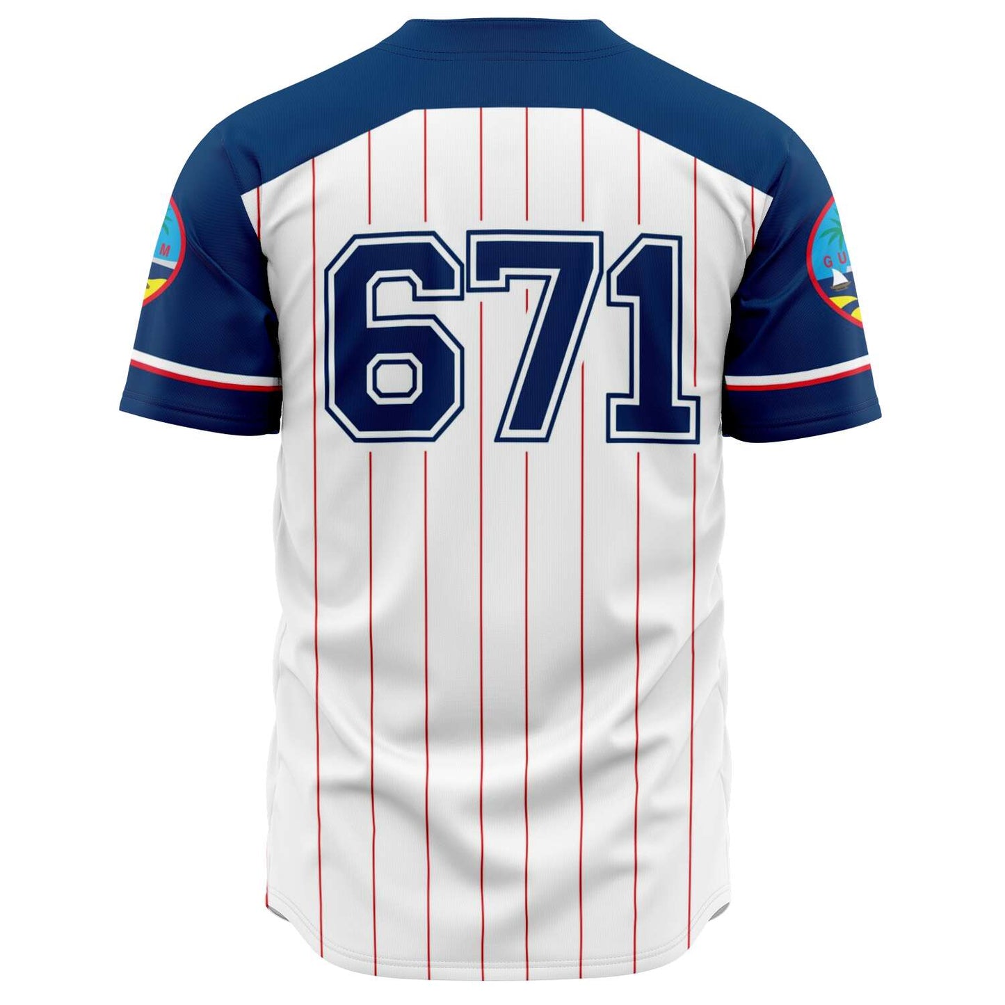 Guam Seal White Red Stripes Baseball Jersey