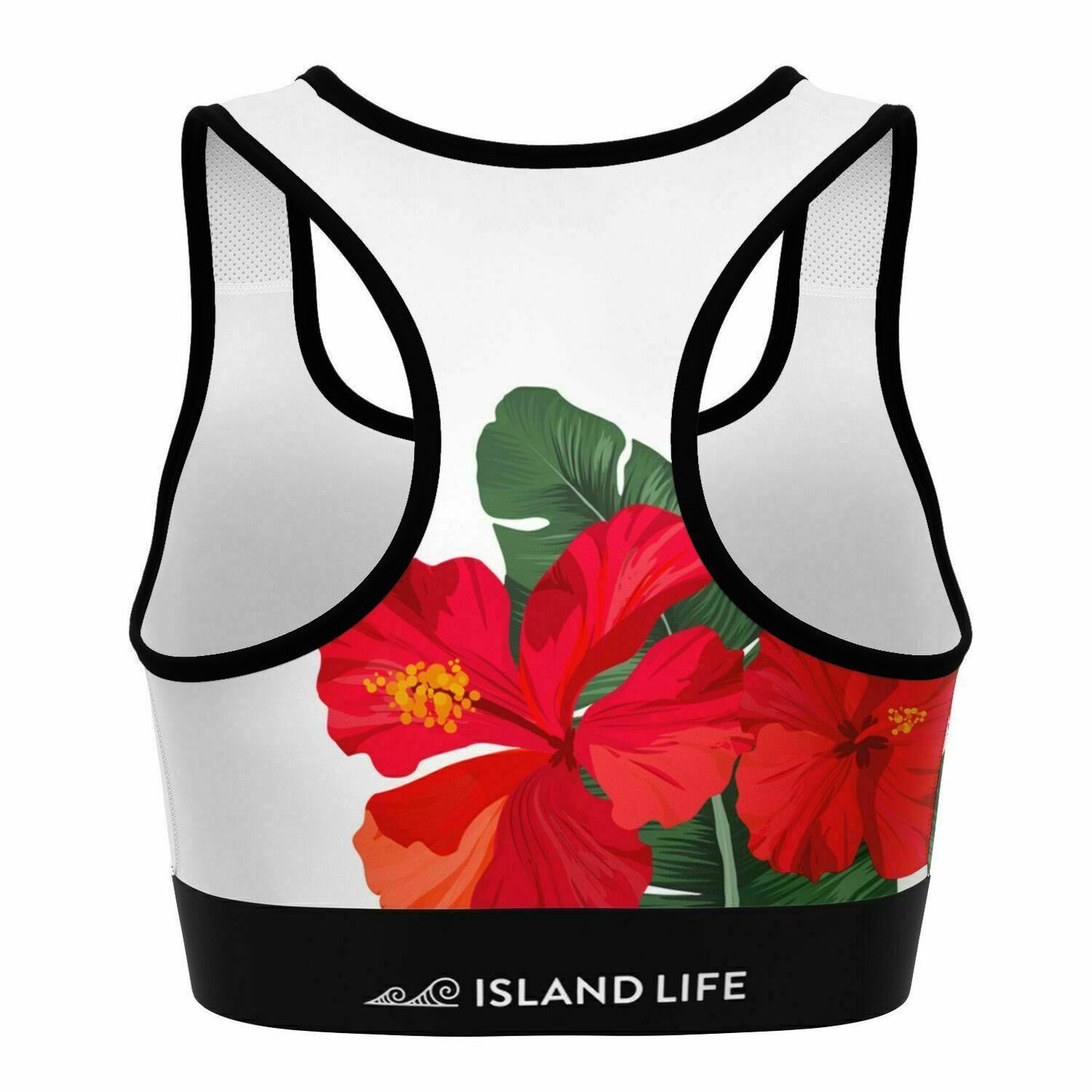 Guam Red Hibiscus Paradise Sports Bra