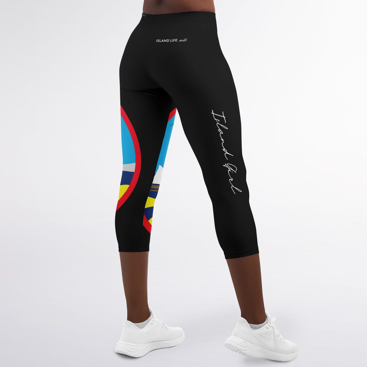 Guam Seal Color Island Girl Black Capri Leggings
