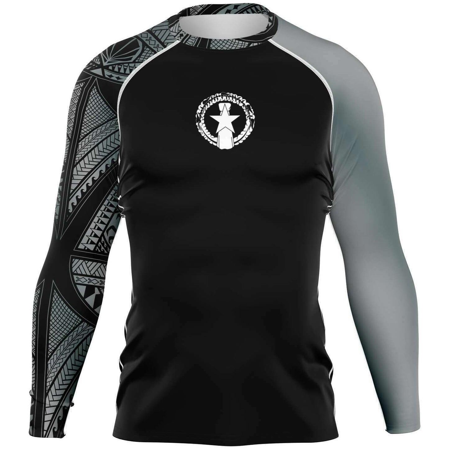 CNMI Tribal Men's Gray Rashguard