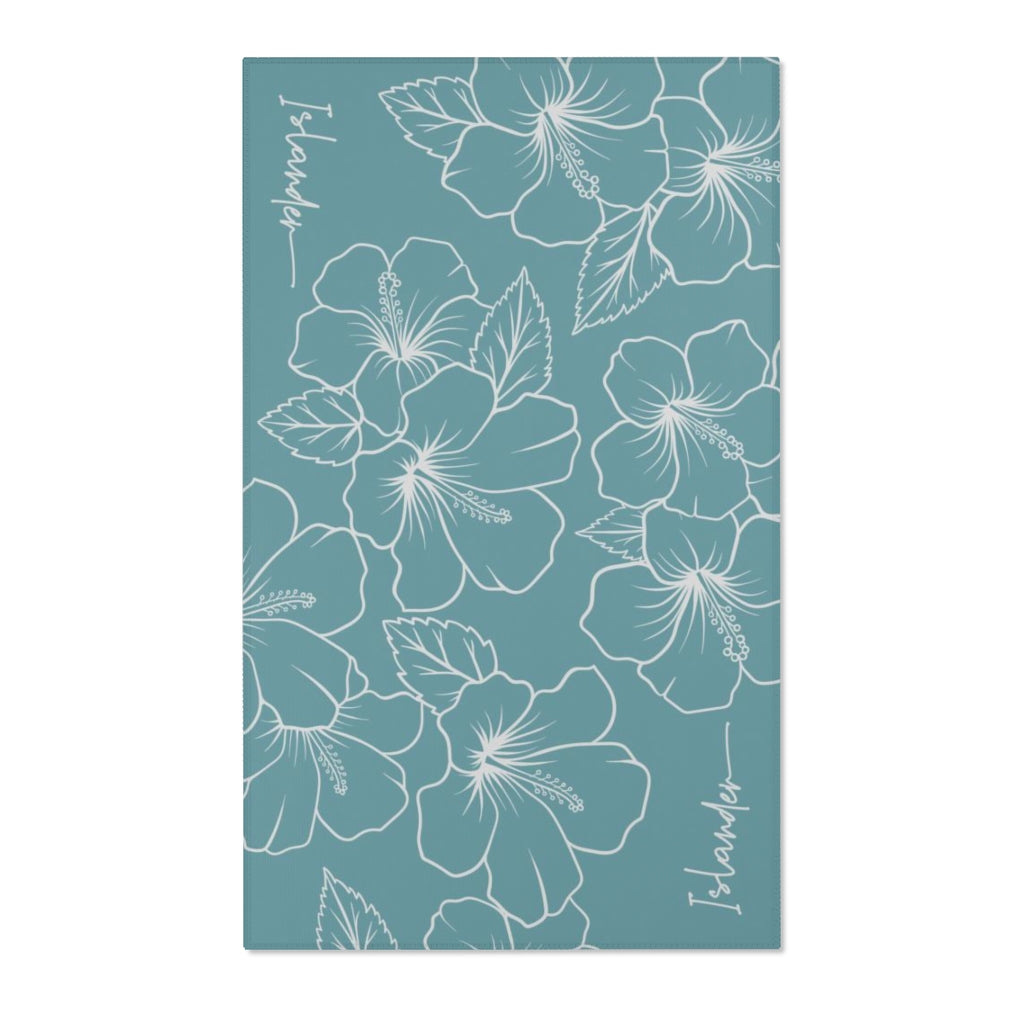 Guam CNMI Modern Hibiscus Teal Area Rug
