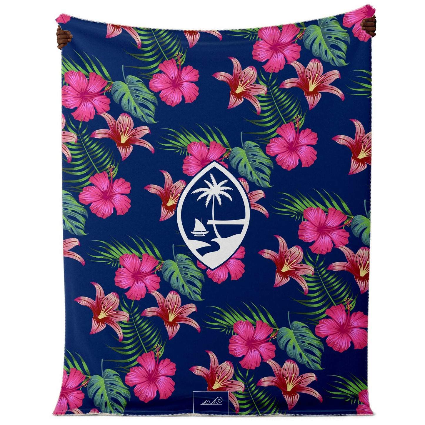Guam Hibiscus Island Blue Microfleece Blanket