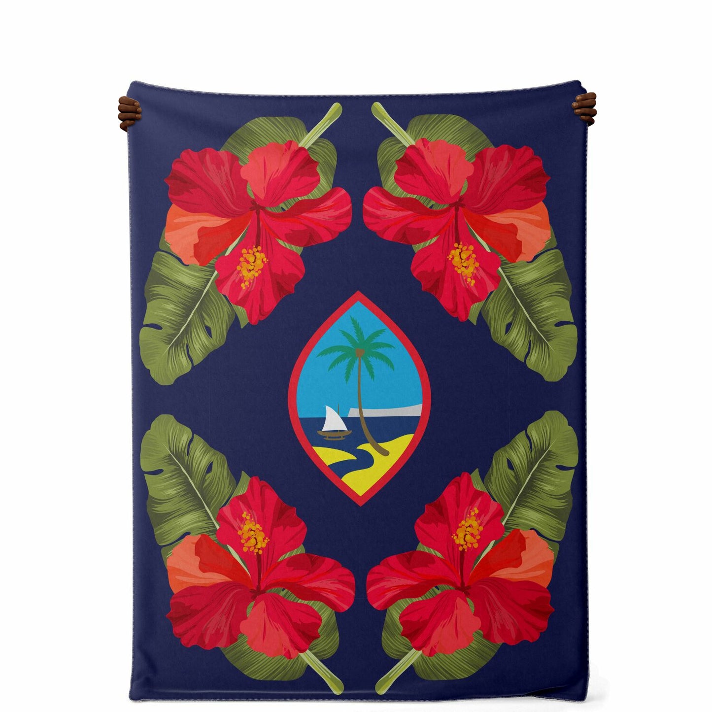 Guam Seal Hibiscus Paradise Microfleece Blanket