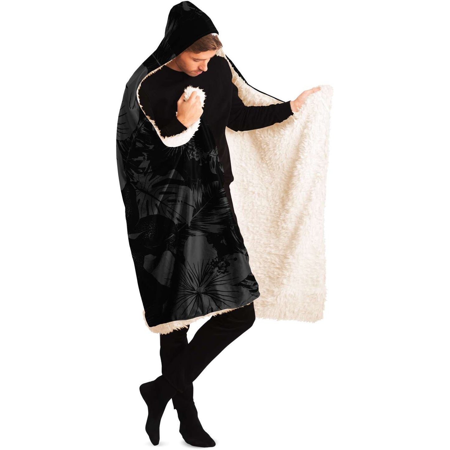 Latte Stone Guam Tribal Black Premium Sherpa Hooded Blanket