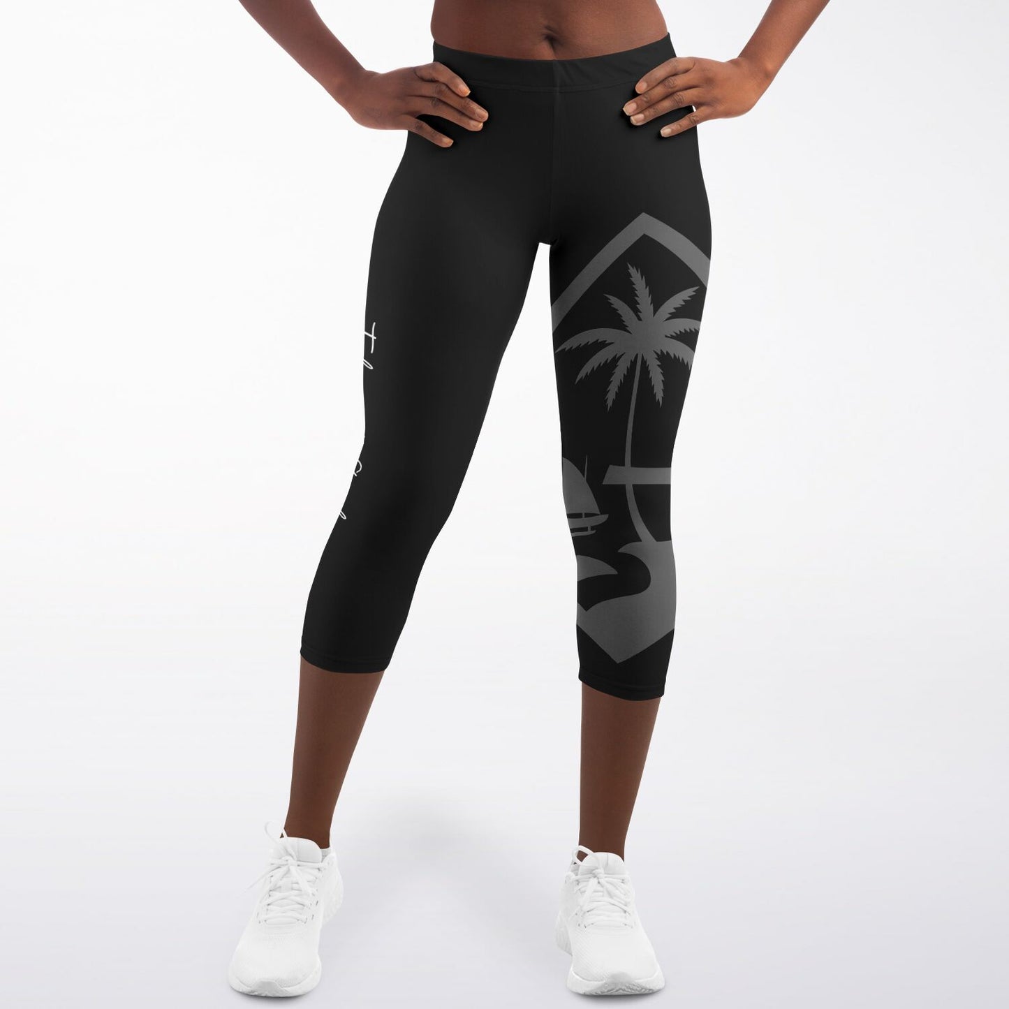 Guam Seal Island Girl Black Capri Leggings