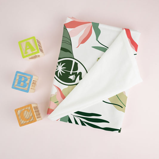 Guam White Birds of Paradise Baby Swaddle Blanket