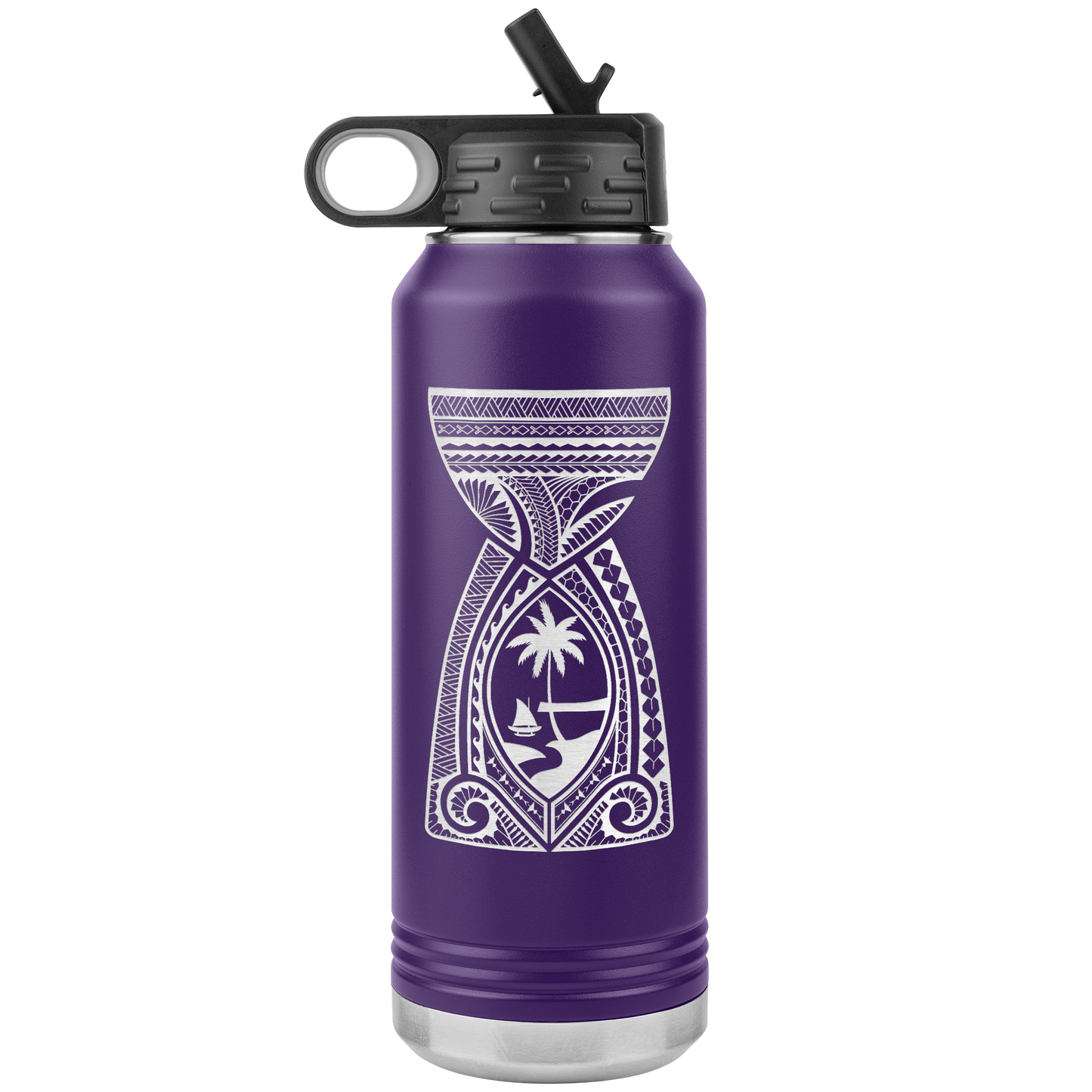 Guam Latte Stone Tribal 32oz Water Bottle Tumbler