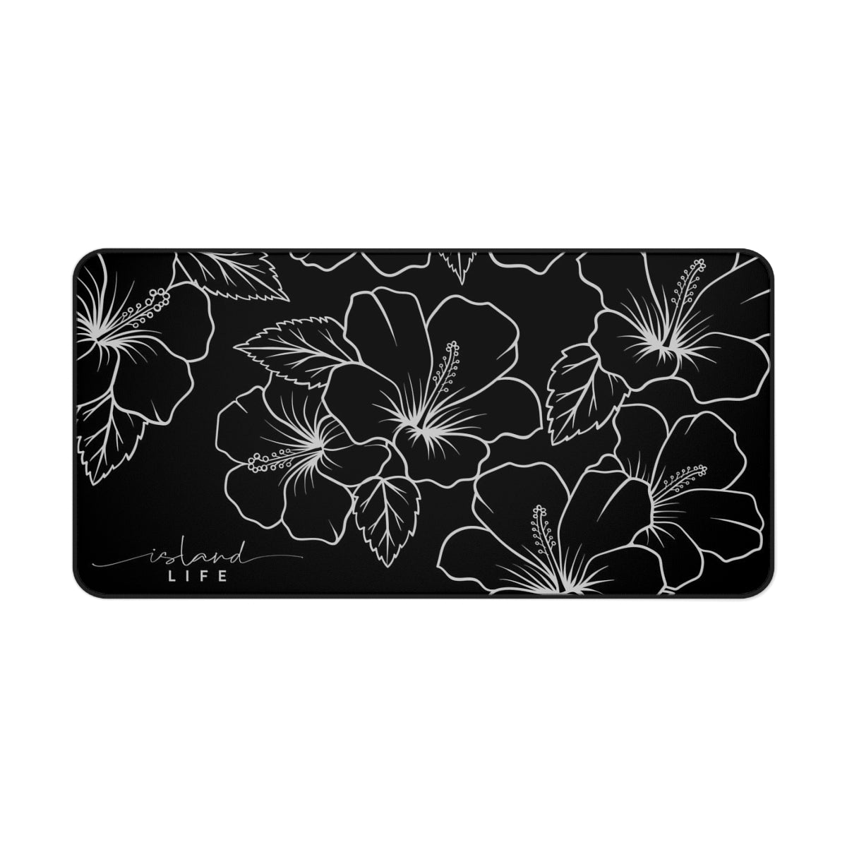 Guam CNMI Modern Hibiscus Black Gaming Pad Desk Mat