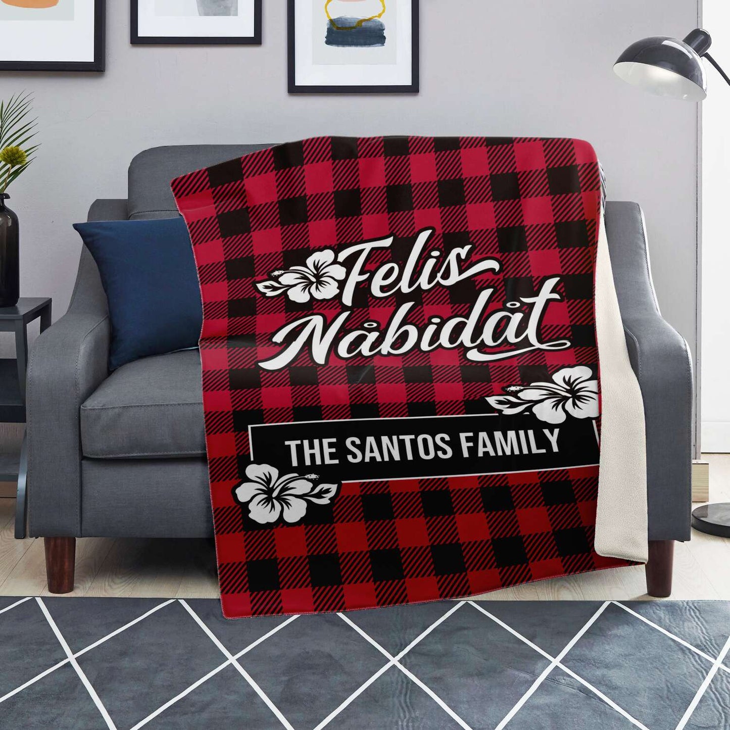 Felis Nabidat Christmas Guam CNMI Microfleece Blanket with Personalization