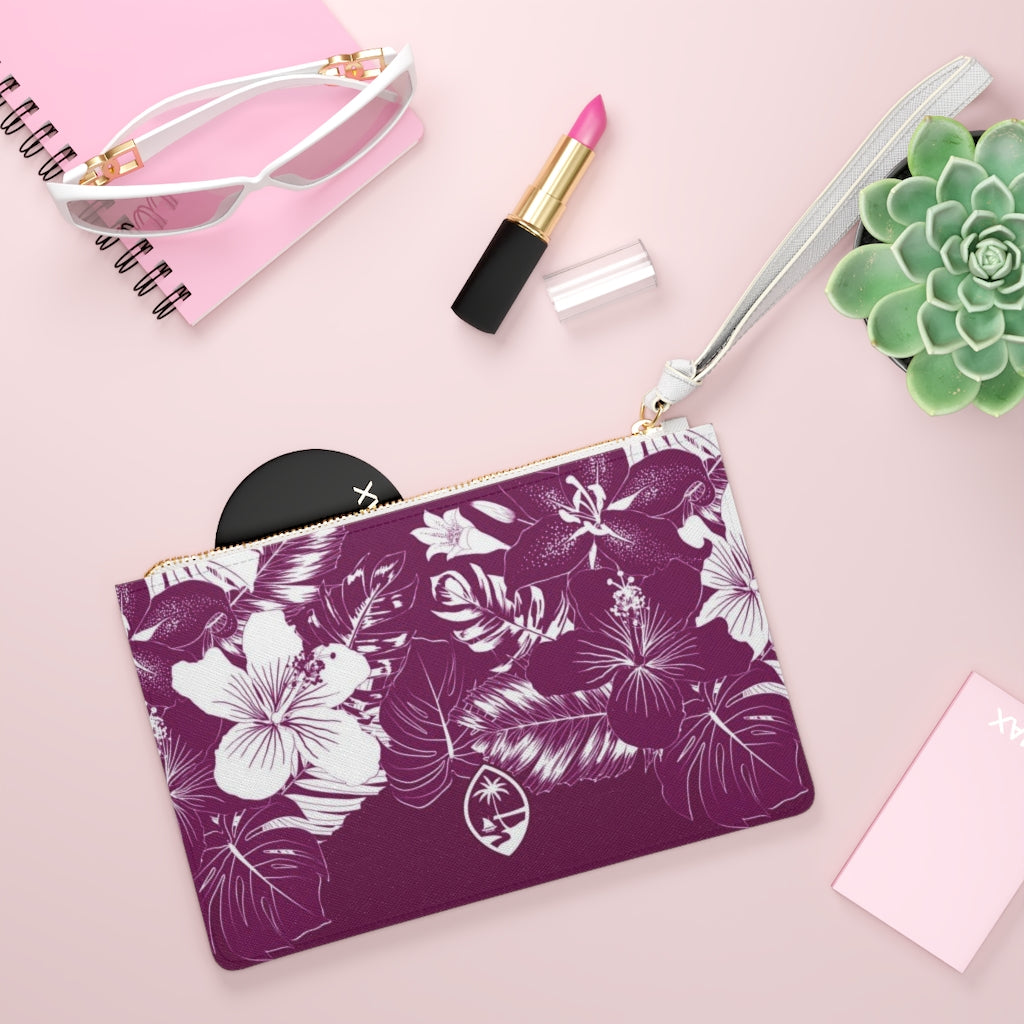 Guam Hibiscus Floral Purple Clutch Bag