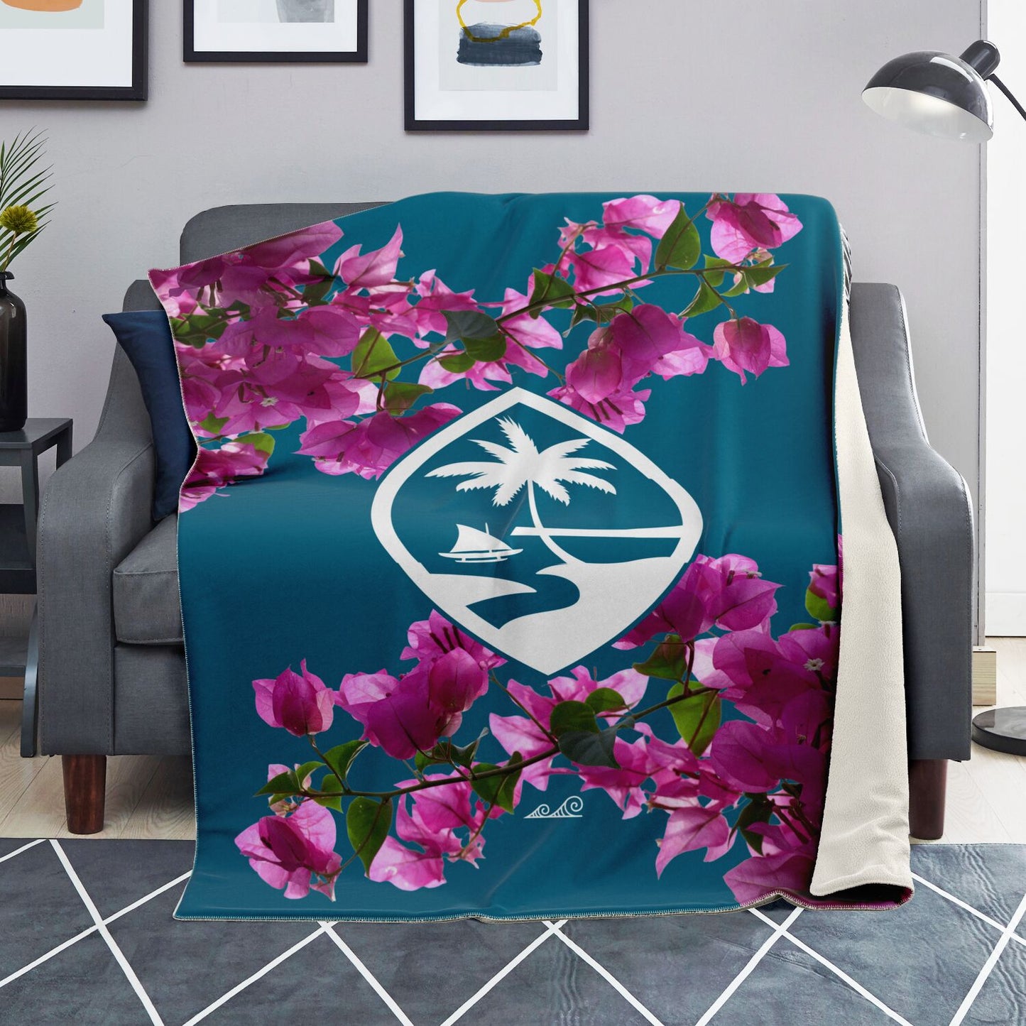 Guam Puti Tai Nobio Bougainvillea Microfleece Blanket