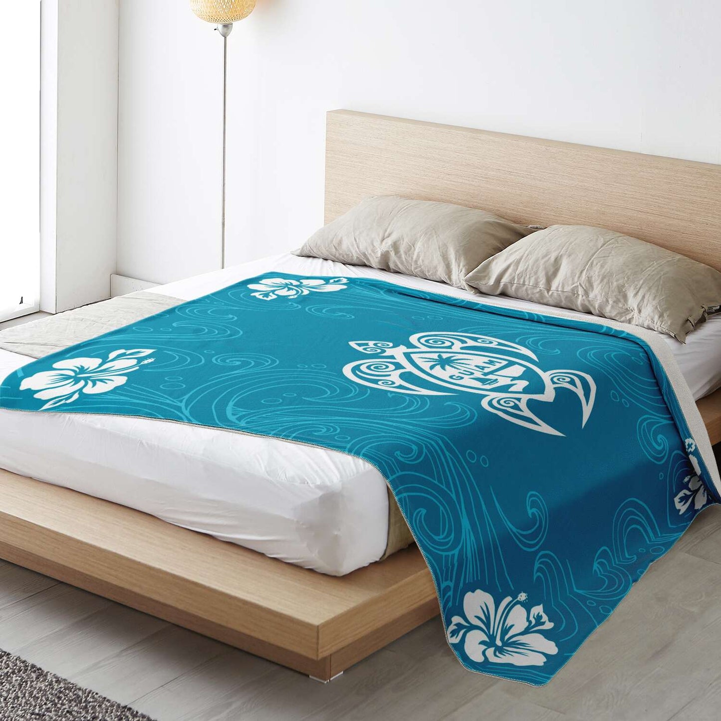 Guam Tribal Turtle Hibiscus Microfleece Blanket