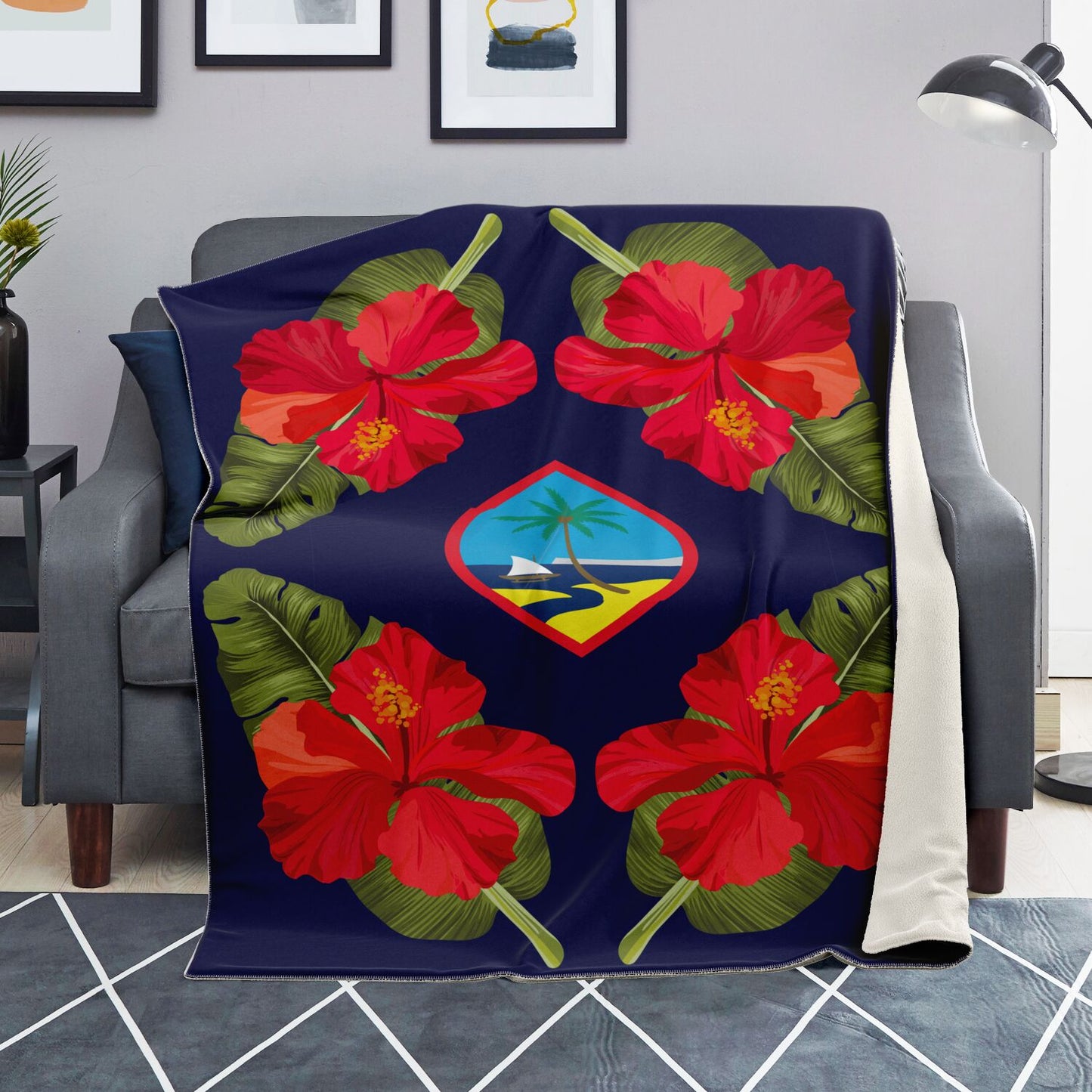 Guam Seal Hibiscus Paradise Microfleece Blanket
