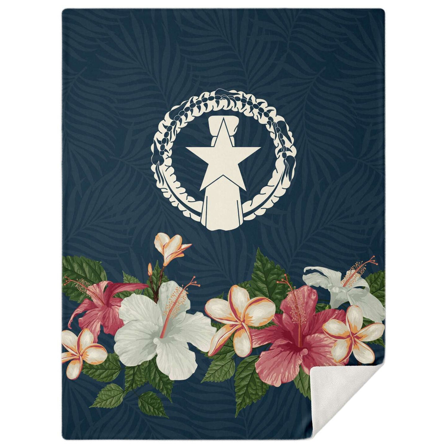 CNMI Seal Vintage Hibiscus Microfleece Blanket