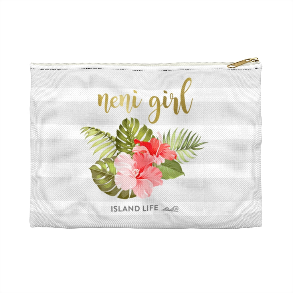 Neni Girl Hibiscus Striped Accessories Carry All Pouch