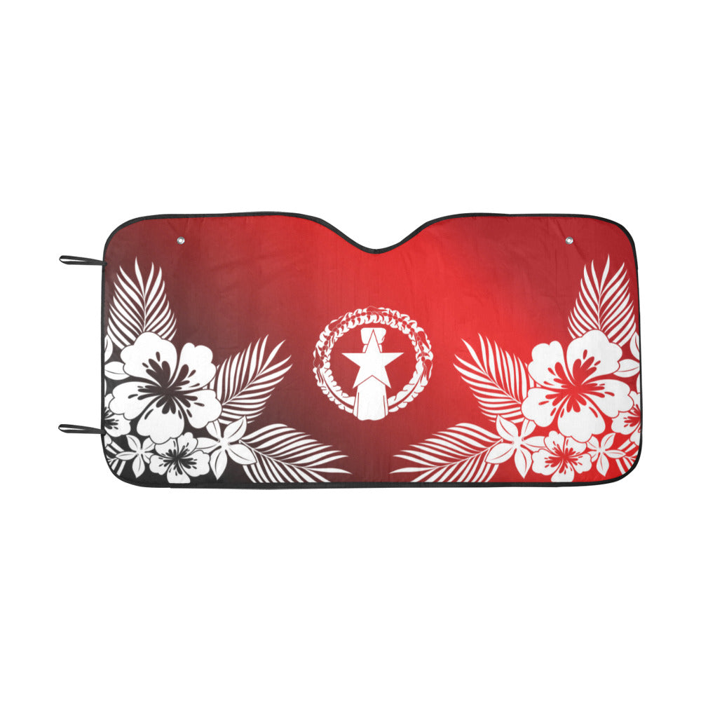 CNMI Tropical Hibiscus Red Car Sun Shade