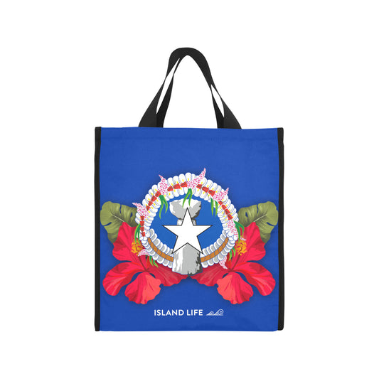 CNMI Seal Hibiscus Paradise Balutan Large Picnic Tote Bag