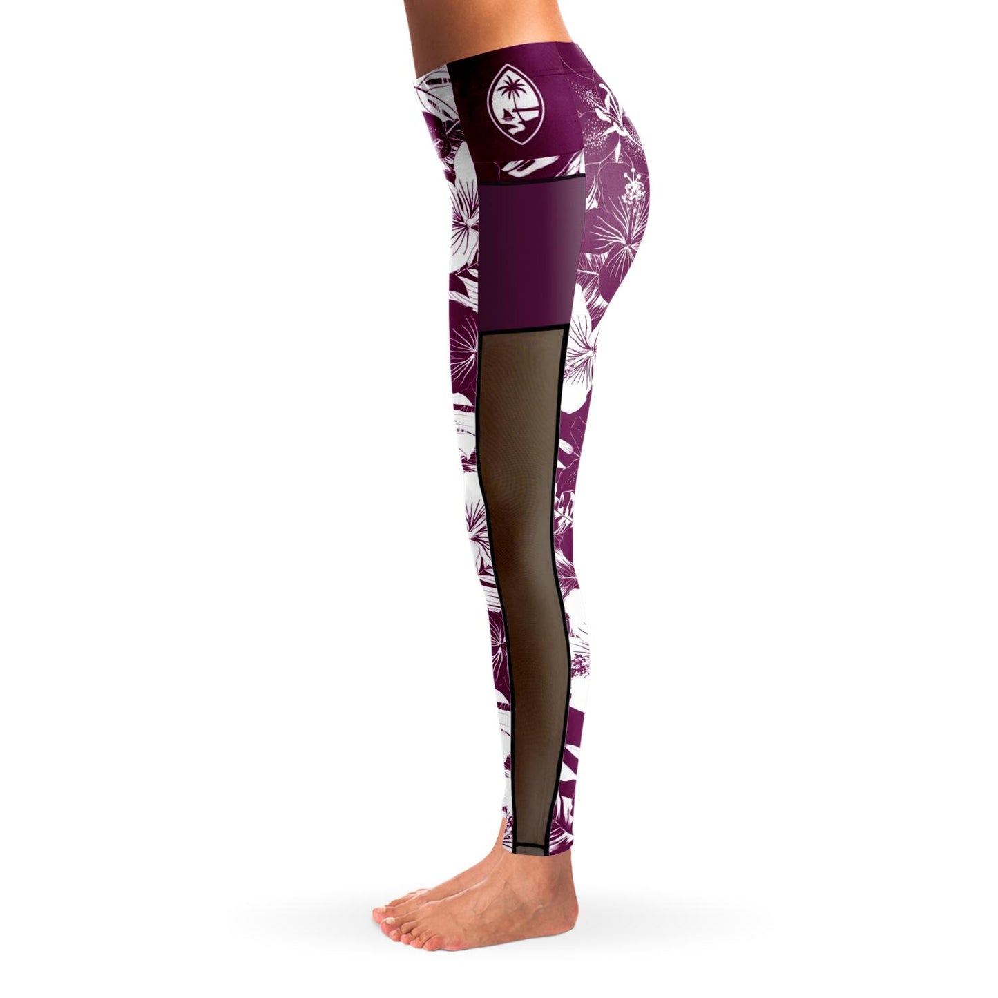 Guam Purple Hibiscus Mesh Leggings
