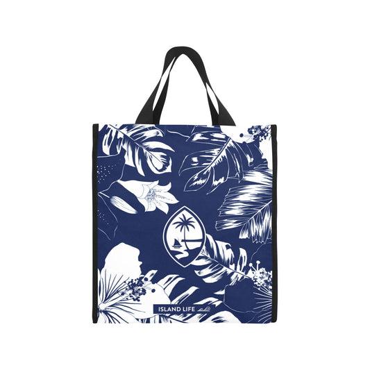 Guam Blue Floral Balutan Large Picnic Tote Bag