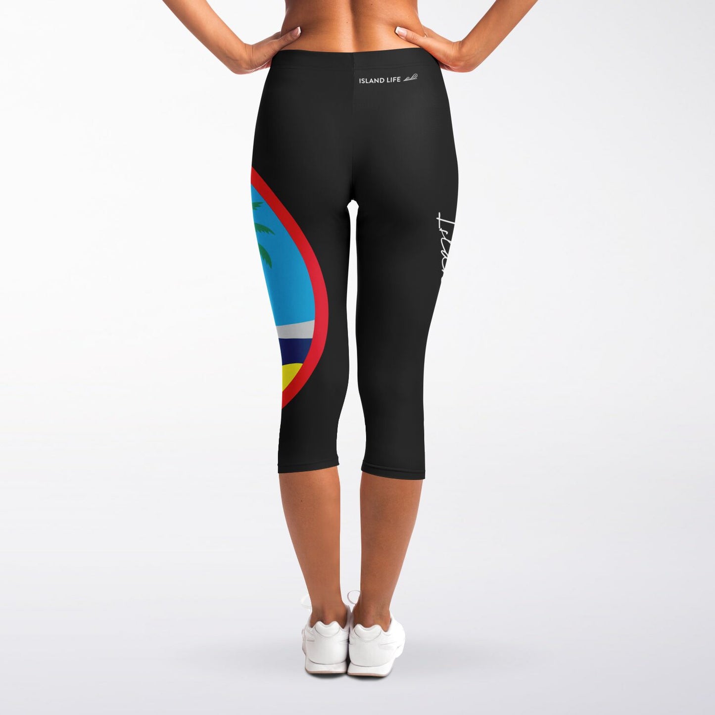 Guam Seal Color Island Girl Black Capri Leggings