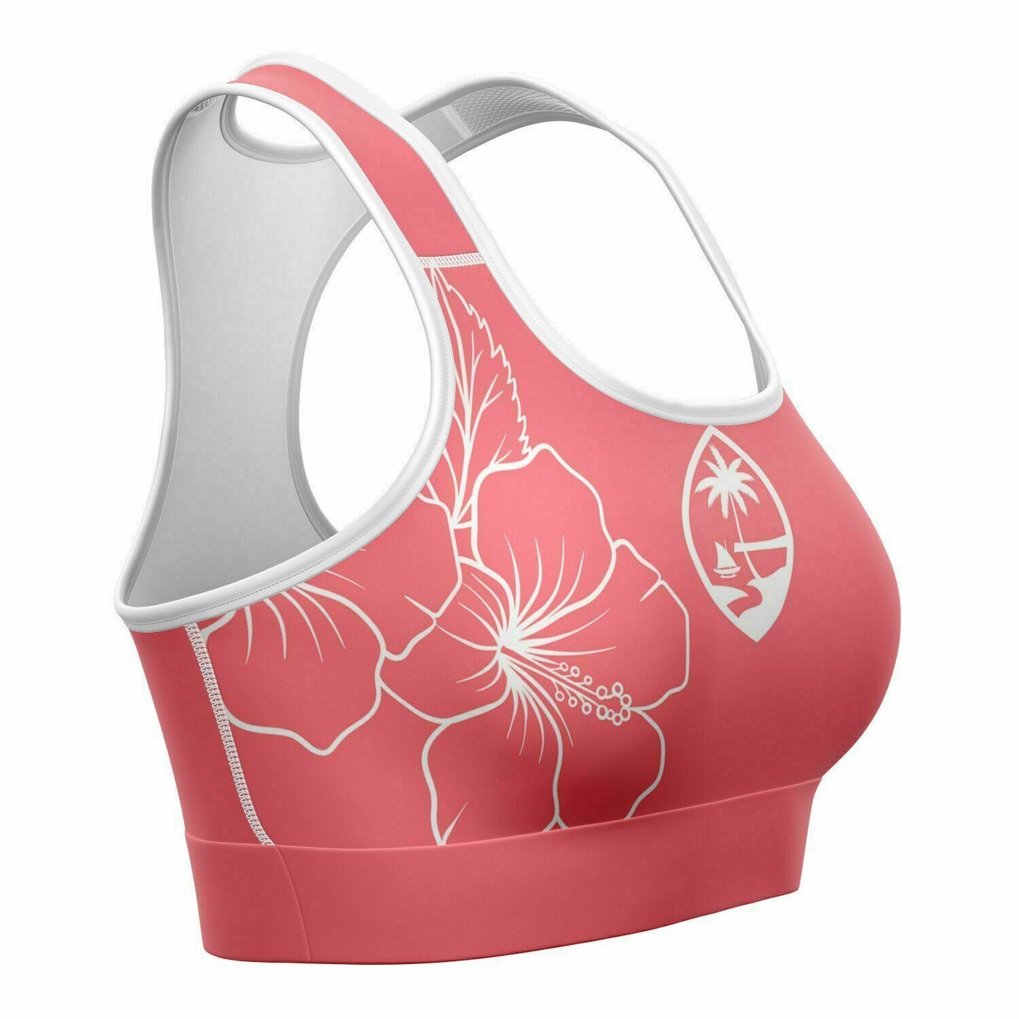 Guam Coral Modern Hibiscus Sports Bra
