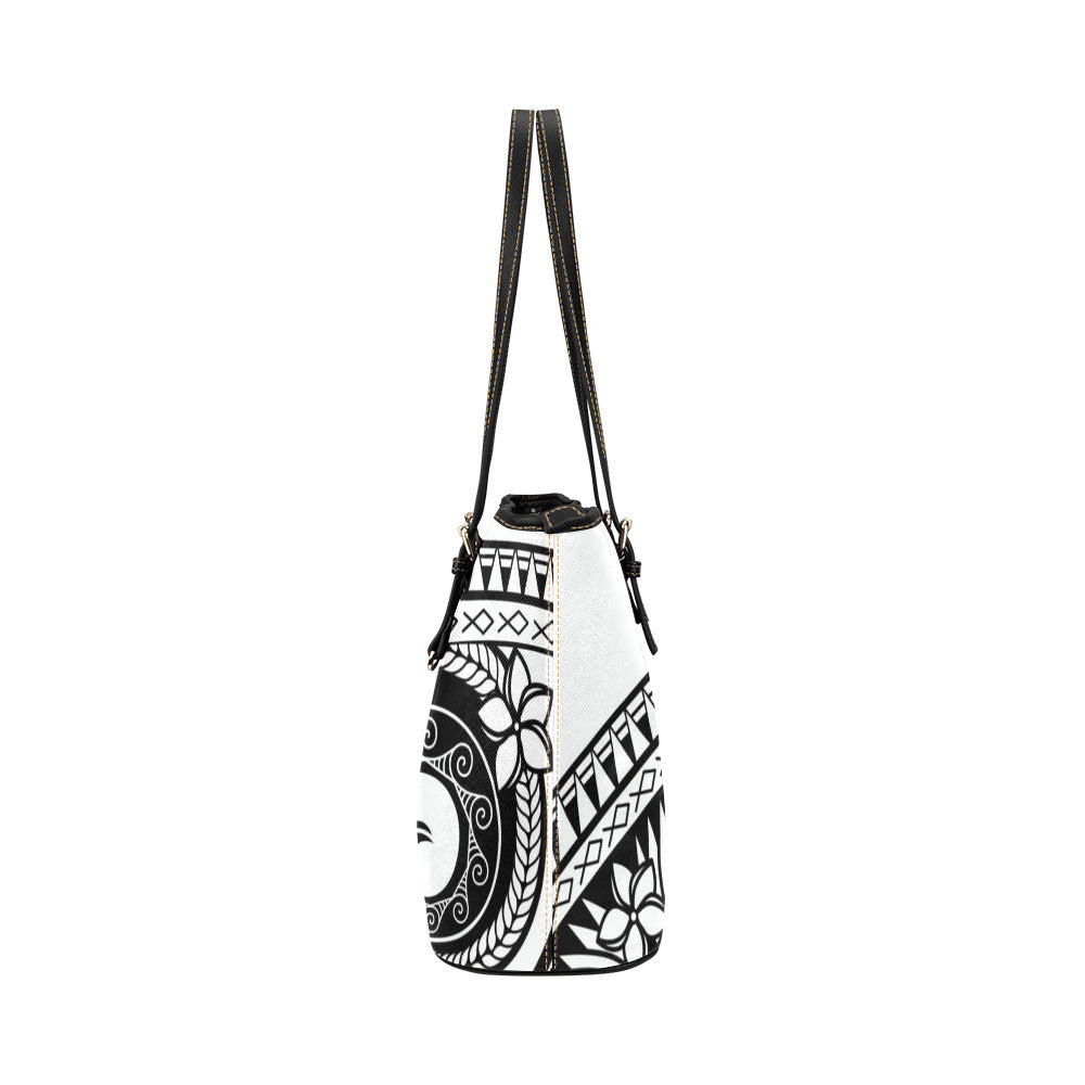 Guam CNMI Tribal White Large Leather Tote Purse