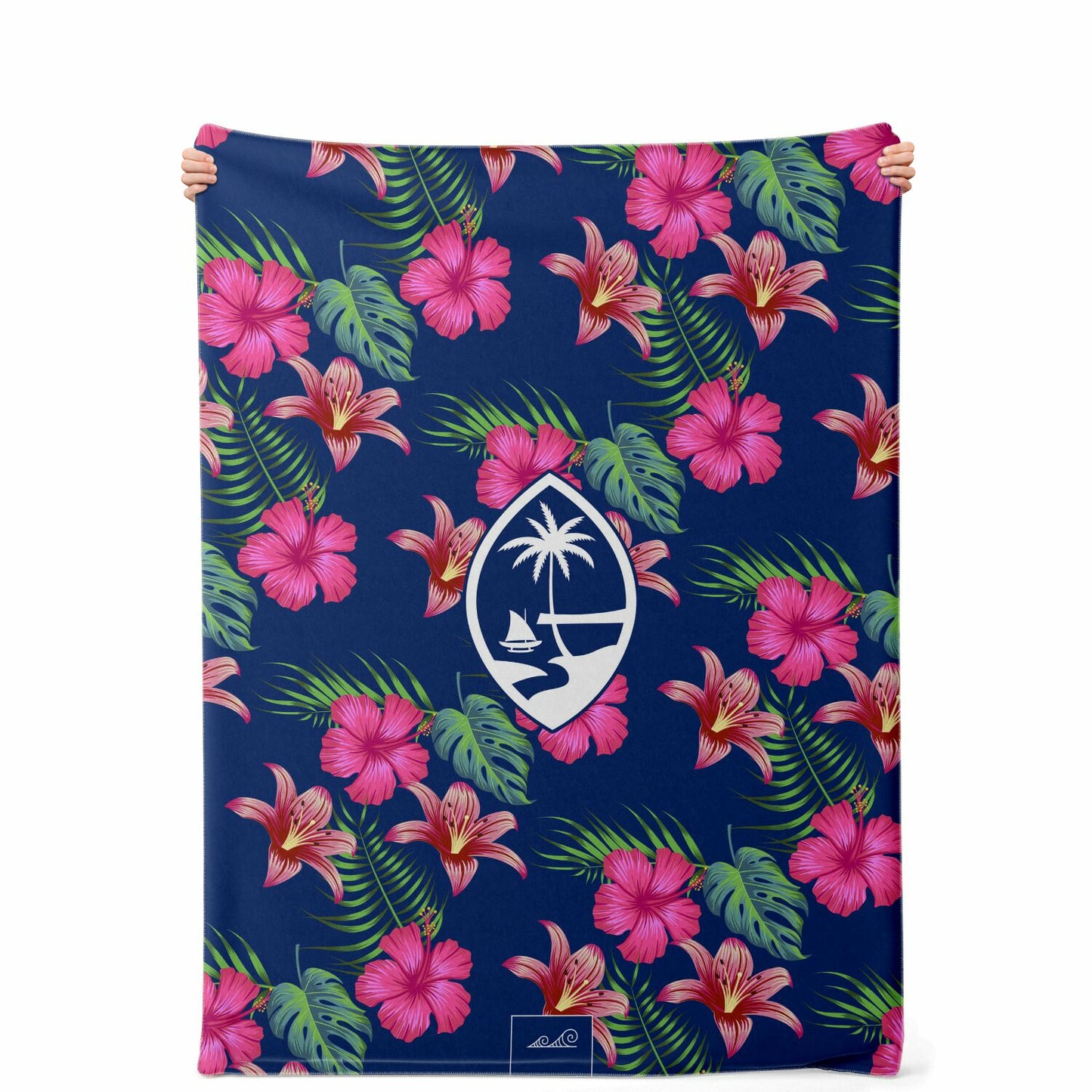 Guam Hibiscus Island Blue Microfleece Blanket